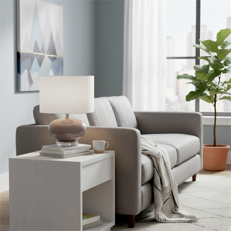 Isabela Glossy Glass Round Table Lamp in Gray