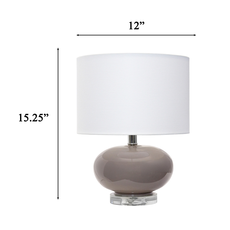 Isabela Glossy Glass Round Table Lamp in Gray
