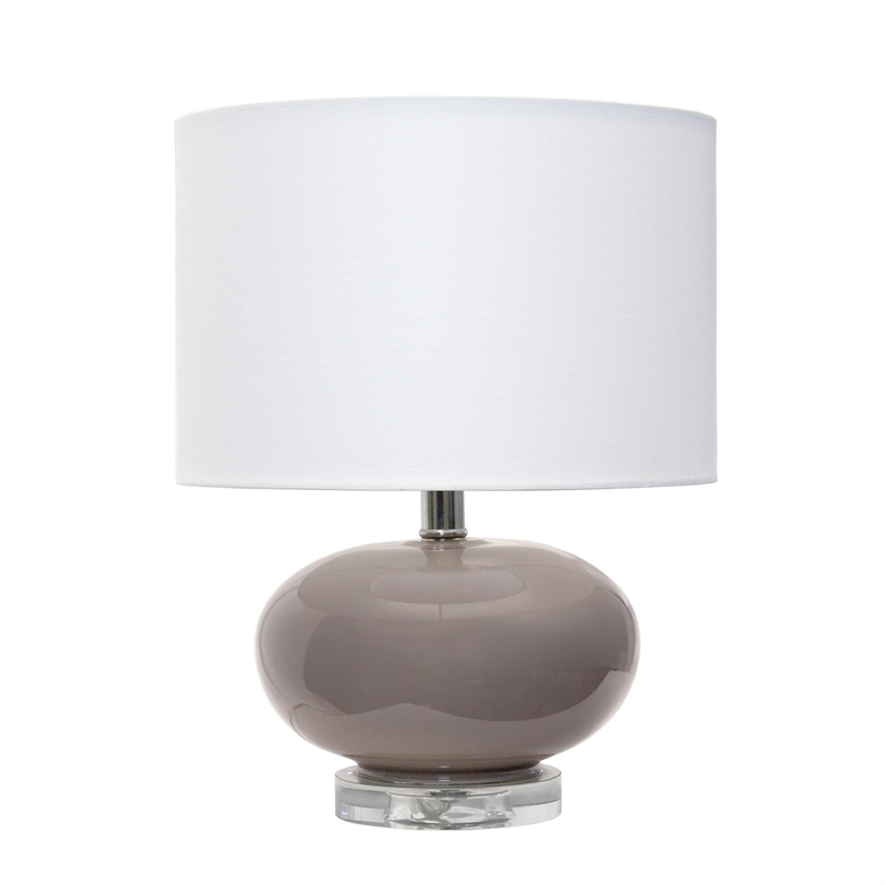 Isabela Glossy Glass Round Table Lamp in Gray