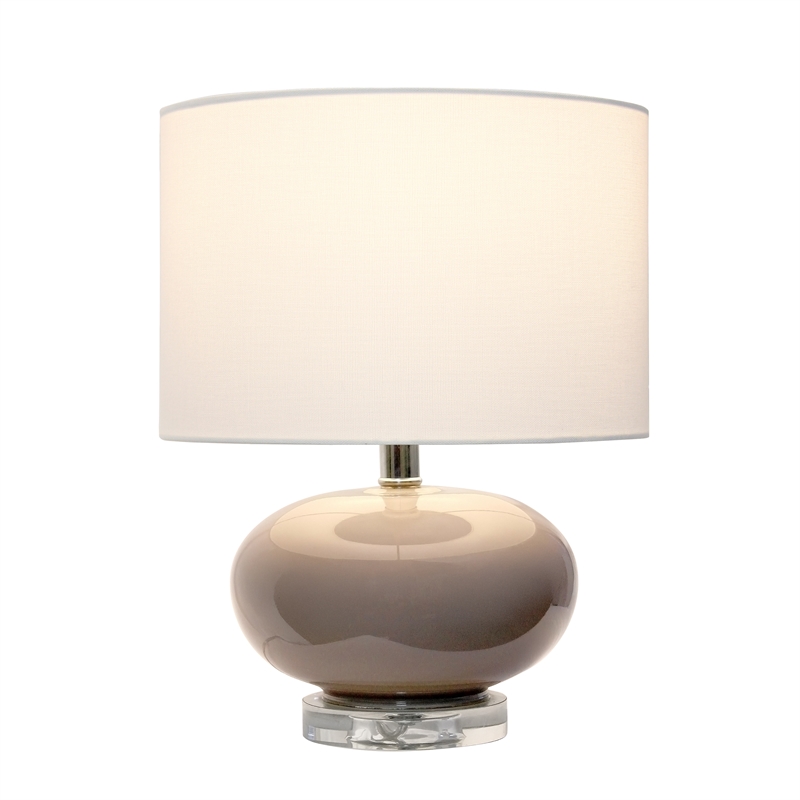Isabela Glossy Glass Round Table Lamp in Gray