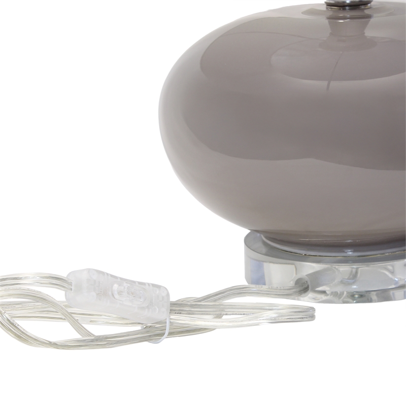 Isabela Glossy Glass Round Table Lamp in Gray