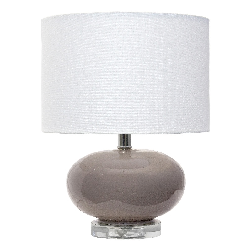 Isabela Glossy Glass Round Table Lamp in Gray