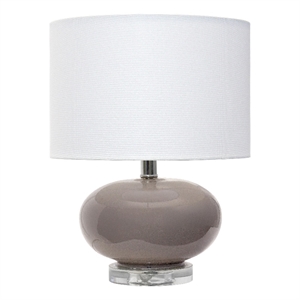 Isabela Glossy Glass Round Table Lamp in Gray