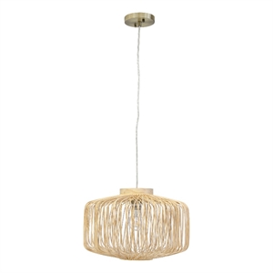 Boden 16&quot Rattan Pendant Light in Natural & Nickel