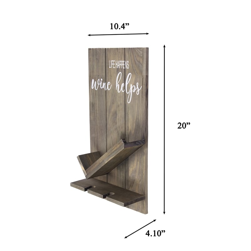 Sarlat Wine Bottle Wall Decor Shelf in Rustic Gray