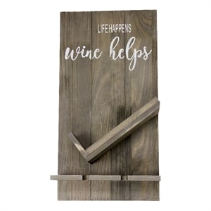 Sarlat Wine Bottle Wall Decor Shelf in Rustic Gray