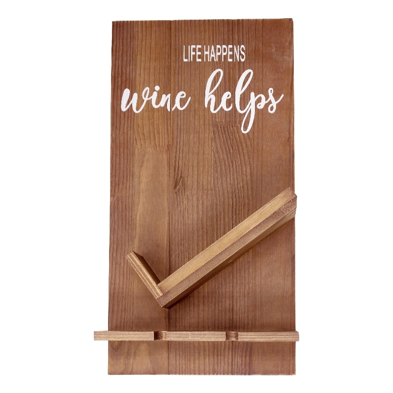 Sarlat Wine Bottle Wall Decor Shelf in Rustic Wood