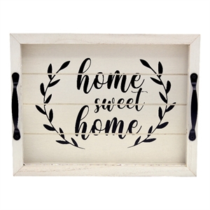 Verona Home Sweet Home Wooden Serving Tray with LED in White & Black