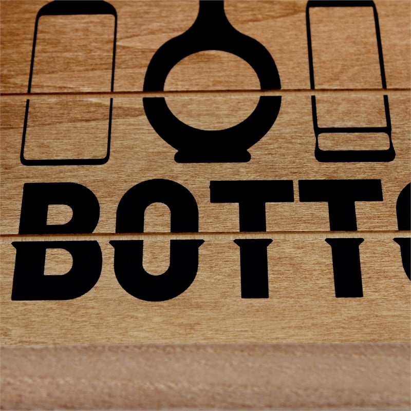 Verona Bottoms Up Wooden Serving Tray with LED in Wood & Black