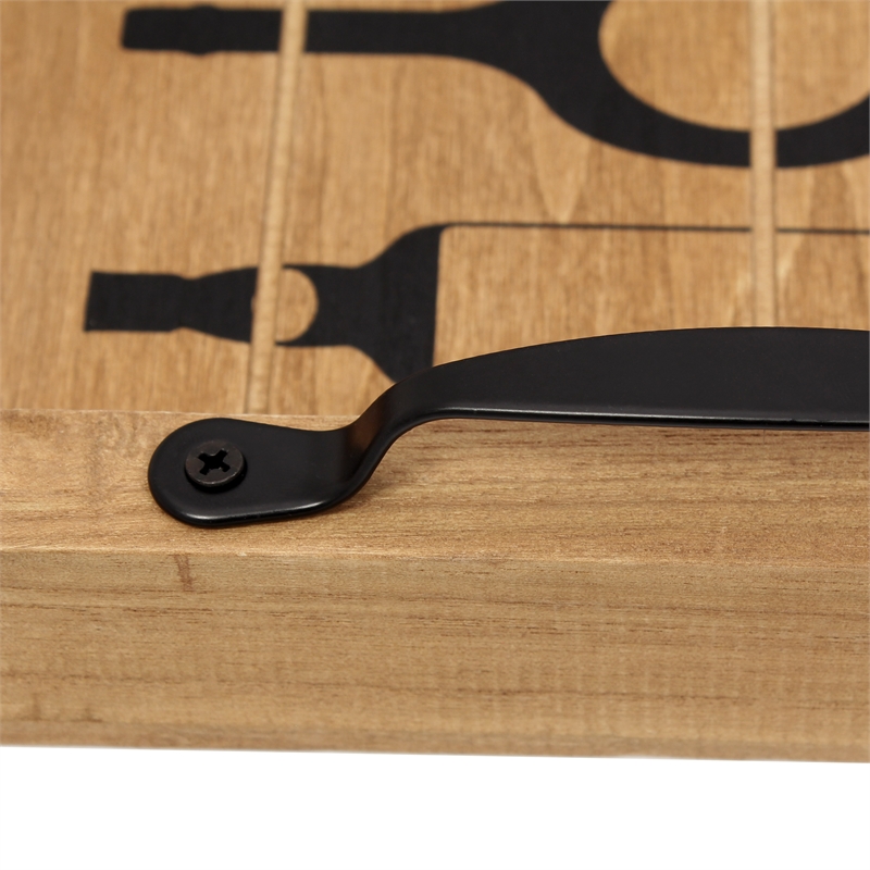 Verona Bottoms Up Wooden Serving Tray with LED in Wood & Black