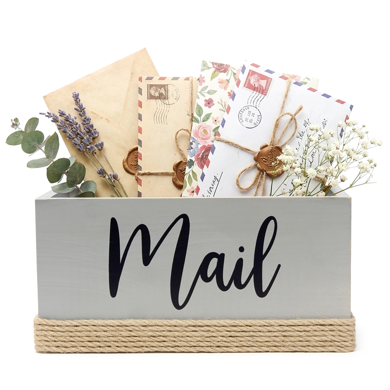 Anders Mail Box with Jute Base Finish in Gray & Black