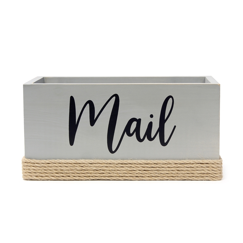 Anders Mail Box with Jute Base Finish in Gray & Black