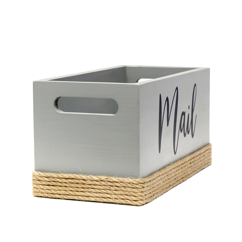 Anders Mail Box with Jute Base Finish in Gray & Black