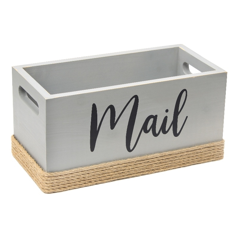 Anders Mail Box with Jute Base Finish in Gray & Black