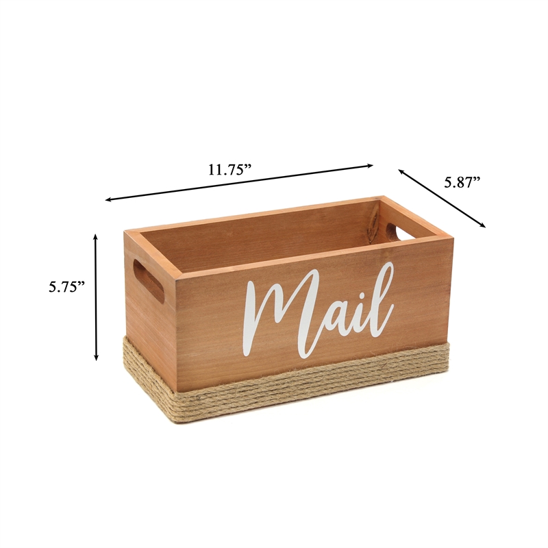 Anders Mail Box with Jute Base Finish in Wood & White