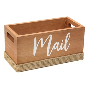 Anders Mail Box with Jute Base Finish in Wood & White