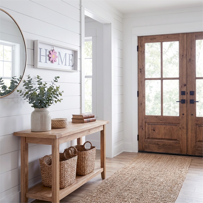 Antheia Rustic Wooden Seasonal Home Frame Wall Decor in White & Gray