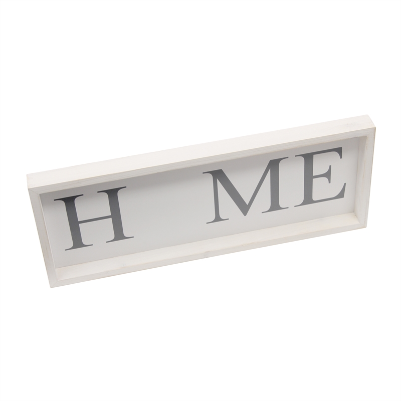 Antheia Rustic Wooden Seasonal Home Frame Wall Decor in White & Gray