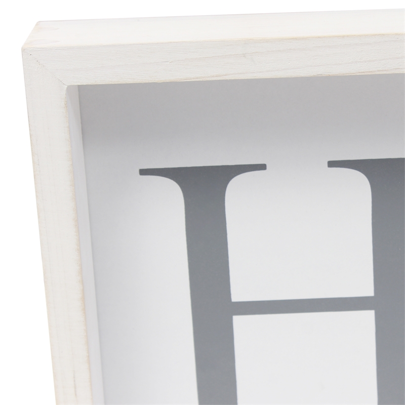 Antheia Rustic Wooden Seasonal Home Frame Wall Decor in White & Gray