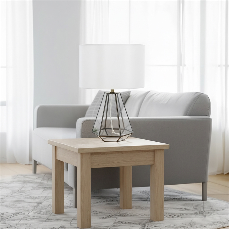 Luchia Glass & Brass Geometric Table Lamp in Clear