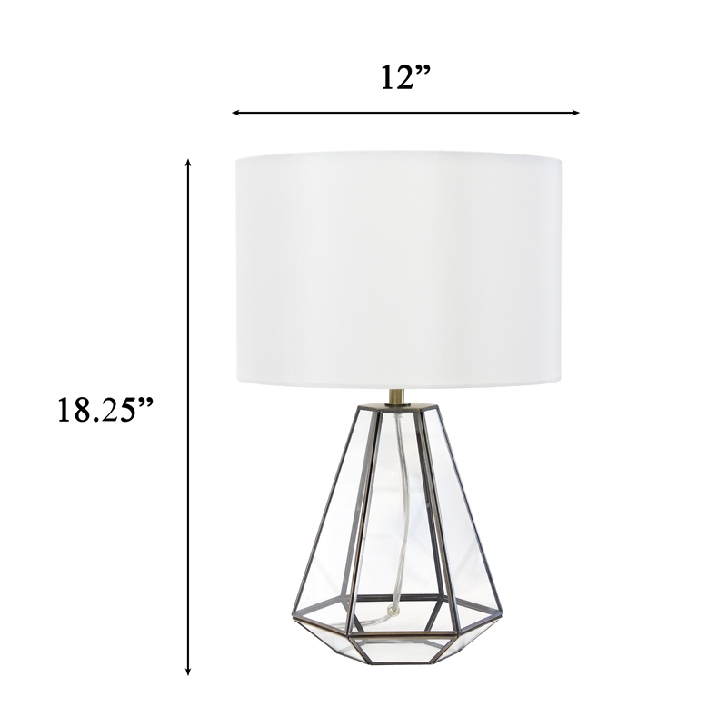 Luchia Glass & Brass Geometric Table Lamp in Clear