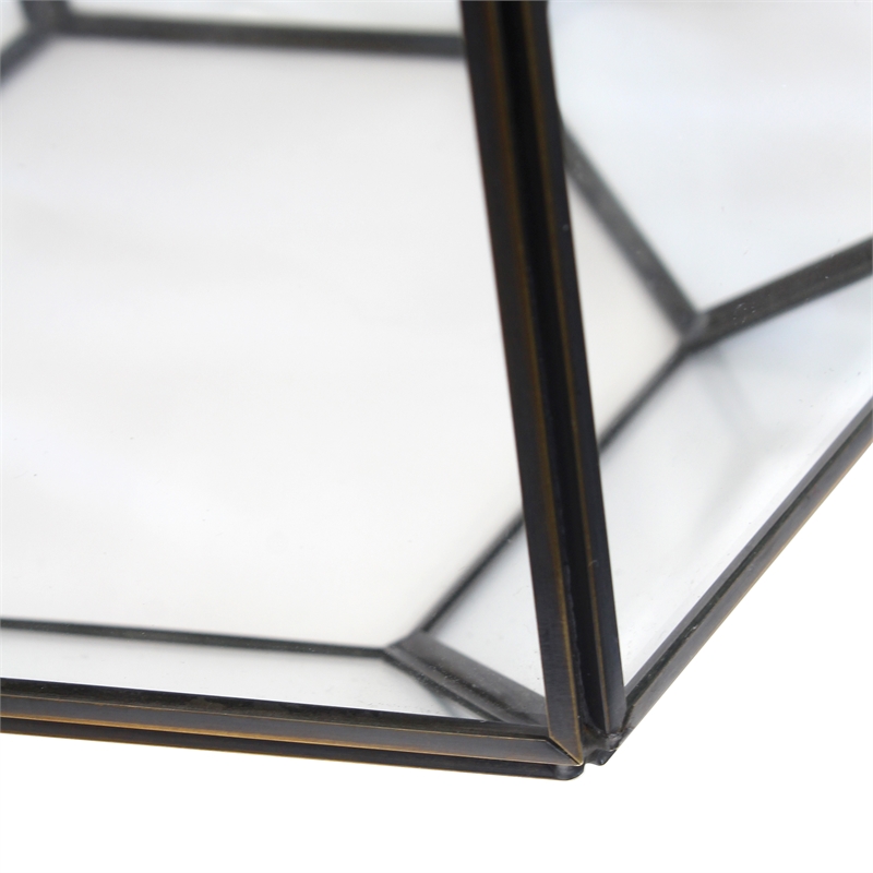 Luchia Glass & Brass Geometric Table Lamp in Clear