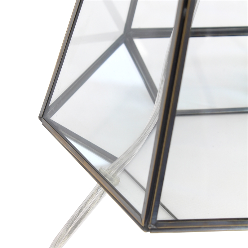 Luchia Glass & Brass Geometric Table Lamp in Clear