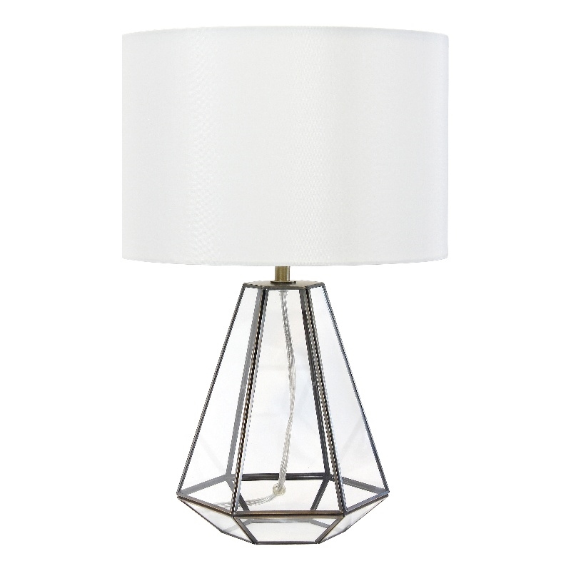 Luchia Glass & Brass Geometric Table Lamp in Clear