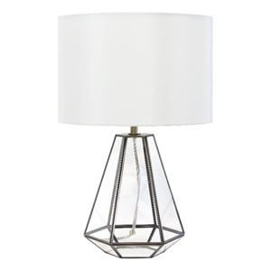 Luchia Glass & Brass Geometric Table Lamp in Clear
