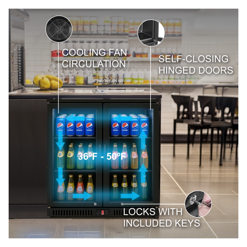 7.49 cu.ft. Two Door Backbar Cooler Black