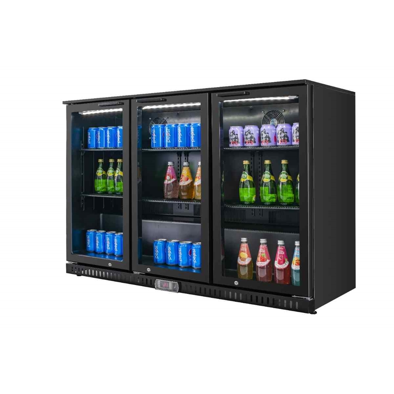 11.58 cu.ft. Three Door Backbar Cooler Black