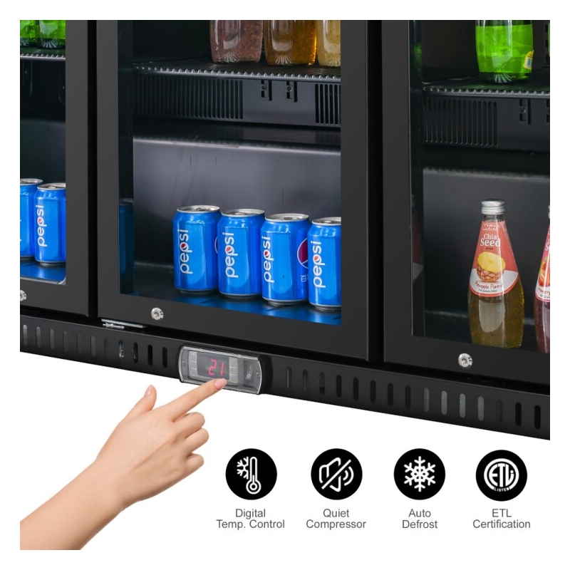 11.58 cu.ft. Three Door Backbar Cooler Black