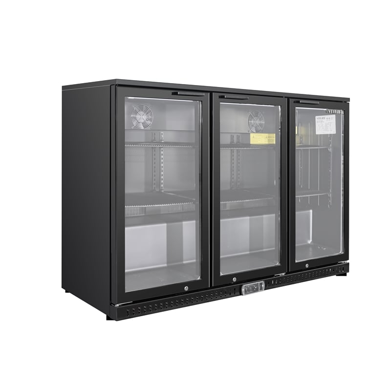 11.58 cu.ft. Three Door Backbar Cooler Black