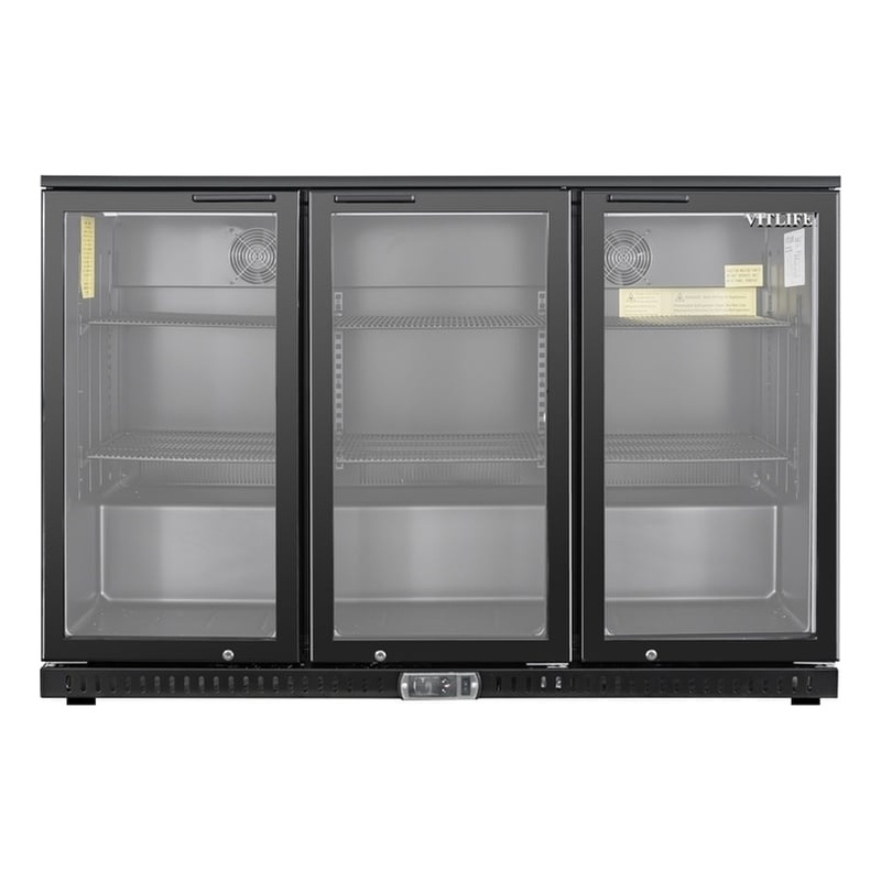 11.58 cu.ft. Three Door Backbar Cooler Black
