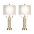 Cream Travertine Elegance Metal Table Lamp Soft Gold - Set of 2