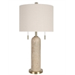 Cream Travertine Elegance Metal Table Lamp Soft Gold - Set of 2