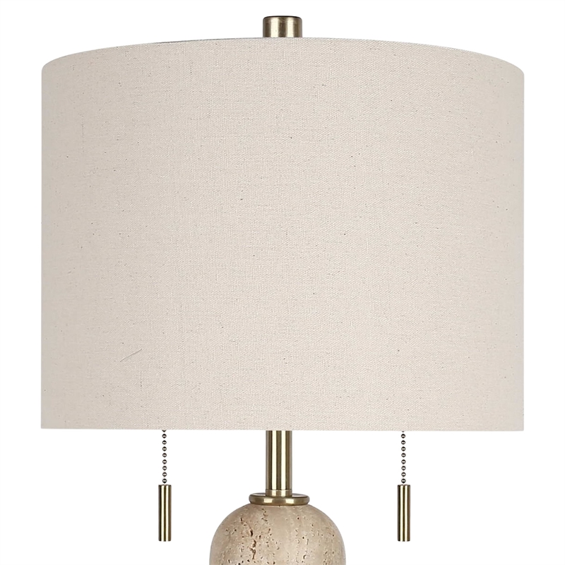 Cream Travertine Elegance Metal Table Lamp Soft Gold - Set of 2