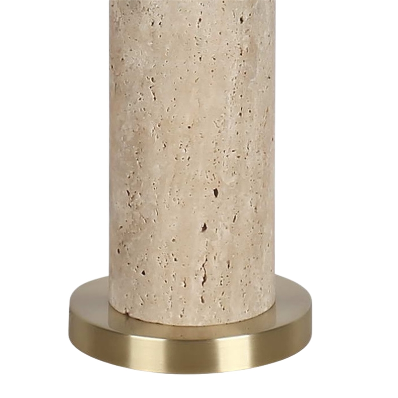 Cream Travertine Elegance Metal Table Lamp Soft Gold - Set of 2