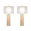 White Luminous Alabaster Metal Table Lamp with Night Light Soft Gold - Set of 2