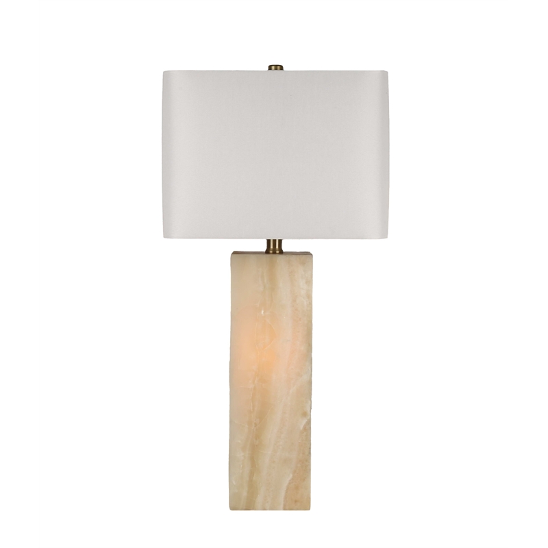 White Luminous Alabaster Metal Table Lamp with Night Light Soft Gold - Set of 2