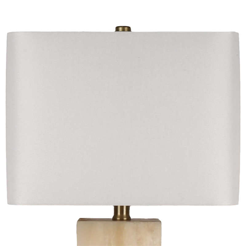 White Luminous Alabaster Metal Table Lamp with Night Light Soft Gold - Set of 2