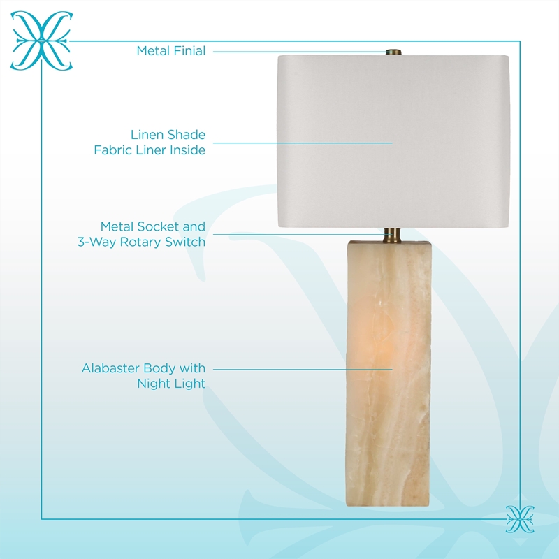 White Luminous Alabaster Metal Table Lamp with Night Light Soft Gold - Set of 2