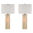 White Luminous Alabaster Metal Table Lamp with Night Light Soft Gold - Set of 2