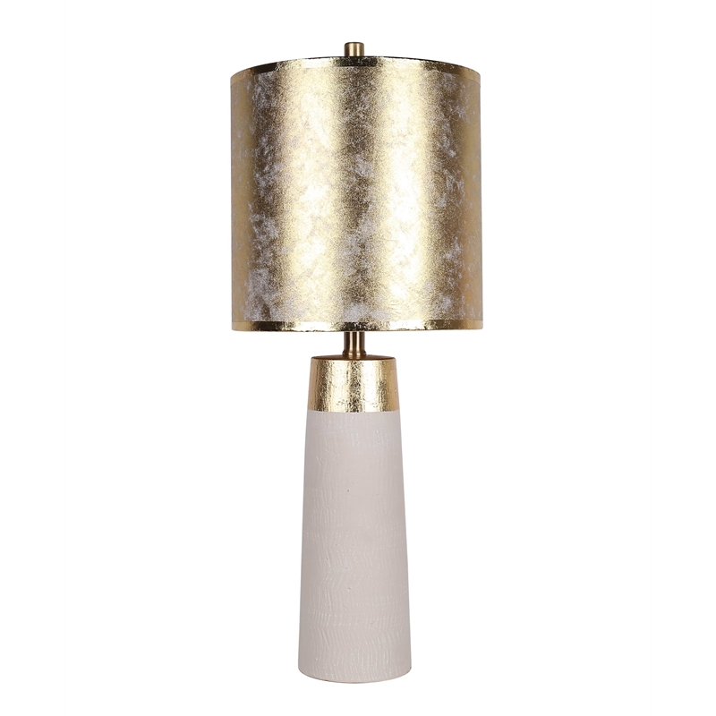 Ivory Luxe Radiance Ceramic Metal Table Lamp Off White & Gold - Set of 2