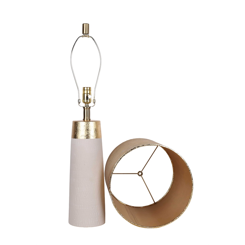 Ivory Luxe Radiance Ceramic Metal Table Lamp Off White & Gold - Set of 2