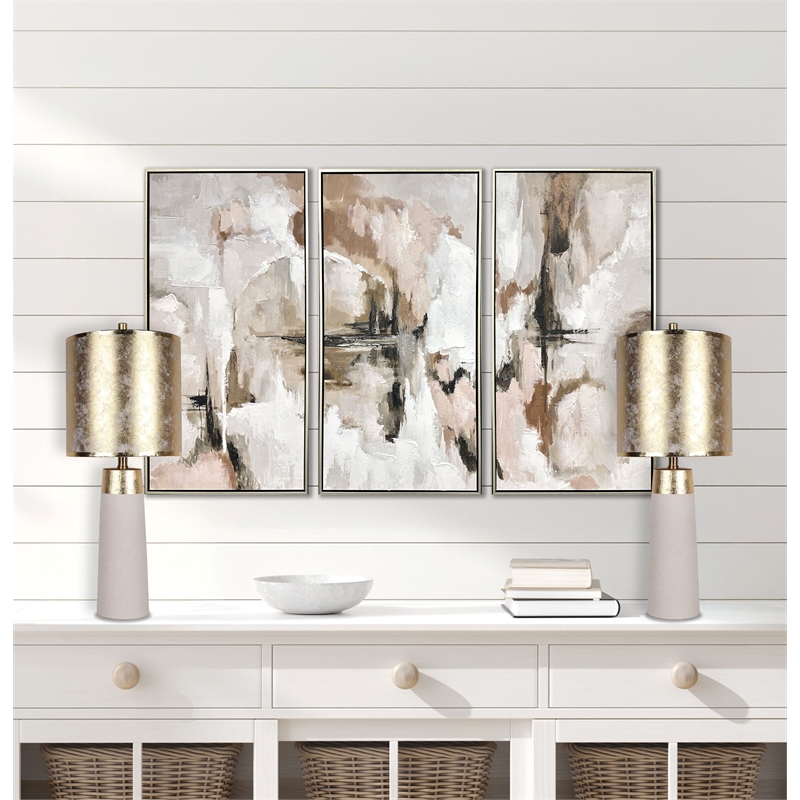 Ivory Luxe Radiance Ceramic Metal Table Lamp Off White & Gold - Set of 2
