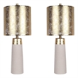 Ivory Luxe Radiance Ceramic Metal Table Lamp Off White & Gold - Set of 2