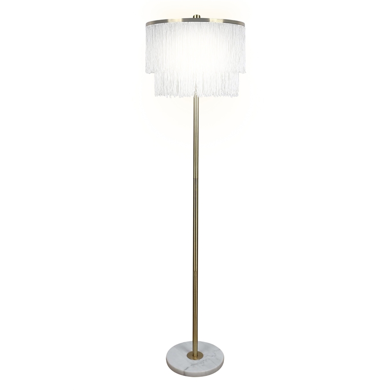 Tassel Elegance Metal Floor Lamp Soft Gold & White Marble - Accent Lighting