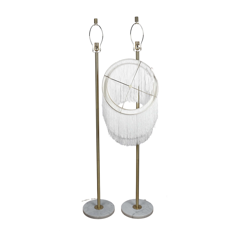 Tassel Elegance Metal Floor Lamp Soft Gold & White Marble - Accent Lighting