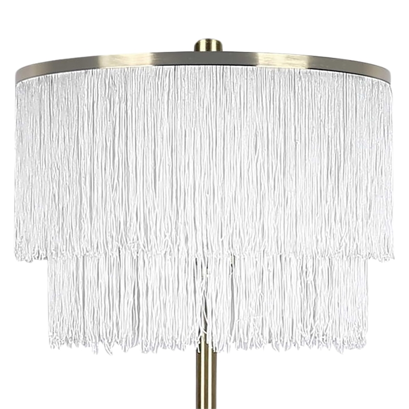 Tassel Elegance Metal Floor Lamp Soft Gold & White Marble - Accent Lighting